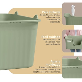 Foto 5 | Foto 5 | Arenero Para Gato Esquimal Verde Con Paredes Altas Y Pala