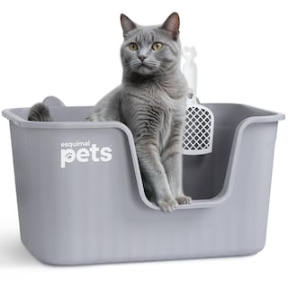 Foto 1 | Foto 1 | Arenero Inodoro Esquimal Gris Grande Con Paredes Altas Y Pala Para Gato