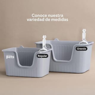 Foto 2 | Foto 2 | Arenero Inodoro Esquimal Gris Grande Con Paredes Altas Y Pala Para Gato