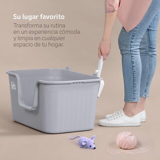 Foto 3 | Foto 3 | Arenero Inodoro Esquimal Gris Grande Con Paredes Altas Y Pala Para Gato