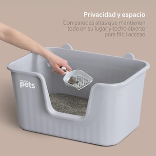 Foto 6 | Foto 6 | Arenero Inodoro Esquimal Gris Grande Con Paredes Altas Y Pala Para Gato