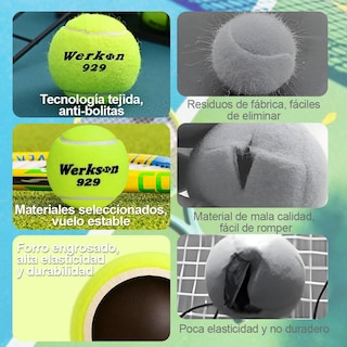 Foto 3 | Foto 3 | Pelotas De Tenis Qmczla Fieltro Resistente Alta Elasticidad Para Juego Interior Y Exterior