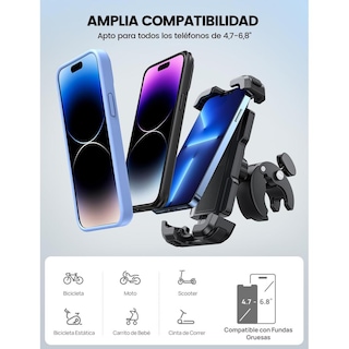 Foto 3 | Foto 3 | Soporte Celular Lamicall Negro Para Motocicleta Y Bicicleta Con Montaje Rápido Mejorado Para Iphone