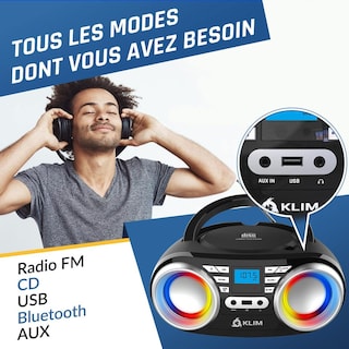 Foto 6 | Foto 6 | Reproductor De Cd Portátil Klim Boombox B3 Negro Con Luces Rgb Y Ecualización Digital