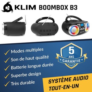 Foto 7 | Foto 7 | Reproductor De Cd Portátil Klim Boombox B3 Negro Con Luces Rgb Y Ecualización Digital