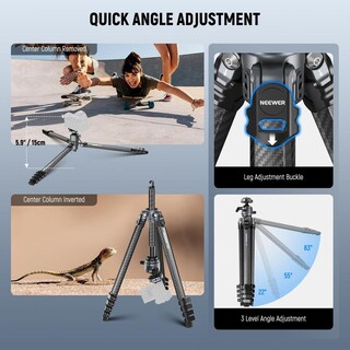 Foto 7 | Foto 7 | Trípode De Viaje Neewer De Fibra De Carbono Negra Con Cabezal De Bola Para Cámara