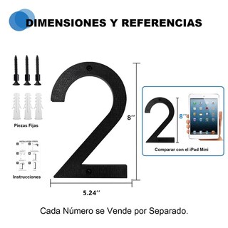 Foto 3 | Foto 3 | Números Para Casa Glintyu Negro Mate Abs Engrosado Fácil De Instalar 20 Cm