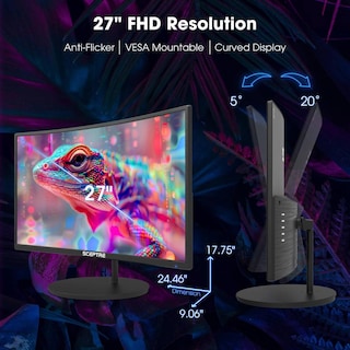 Foto 4 | Foto 4 | Monitor Led Curvado Sceptre Negro 27 Pulgadas Fhd 1080p 75hz Hdmi Vga Altavoces Integrados 2019