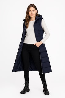 Foto 3 | Foto 4 | Chaleco Largo Acolchado Capucha Para Mujer Premium Sakers