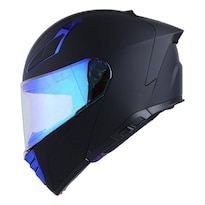 Casco Bkr Raven Negro Mate Mica Azul Abatible Svs Negro