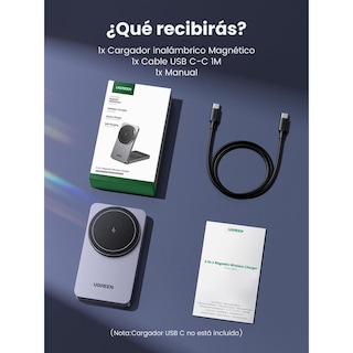 Foto 2 | Foto 2 | Cargador Inalámbrico Ugreen Negro Magflow 15w 2 En 1 Plegable Compatible Con Magsafe Para Iphone Y A