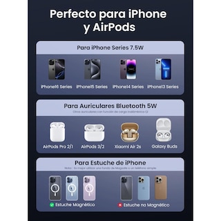 Foto 3 | Foto 3 | Cargador Inalámbrico Ugreen Negro Magflow 15w 2 En 1 Plegable Compatible Con Magsafe Para Iphone Y A