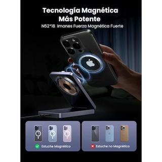 Foto 6 | Foto 6 | Cargador Inalámbrico Ugreen Negro Magflow 15w 2 En 1 Plegable Compatible Con Magsafe Para Iphone Y A