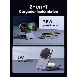 Foto 8 | Foto 8 | Cargador Inalámbrico Ugreen Negro Magflow 15w 2 En 1 Plegable Compatible Con Magsafe Para Iphone Y A
