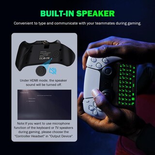 Foto 4 | Foto 4 | Teclado Retroiluminado Verde Moko Negro Para Controlador Ps5 Con Altavoz Incorporado Y Conector De A