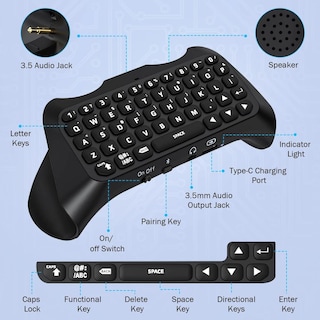 Foto 6 | Foto 6 | Teclado Retroiluminado Verde Moko Negro Para Controlador Ps5 Con Altavoz Incorporado Y Conector De A