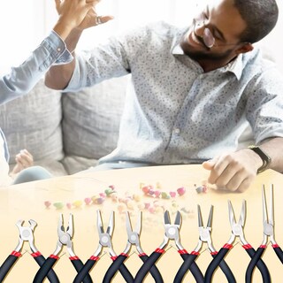 Foto 3 | Foto 3 | Juego De 8 Alicates Para Hacer Joyas Kit De Pinzas Para Bisuteria Punta Corte Engarce Plana Herram