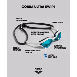 Foto 8 | Foto 8 | Anteojos De Natación Arena Cobra Ultra Swipe Plateado Dorado Lente Espejo Antivaho Protección Uv Par