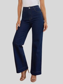 Foto 6 | Foto 6 | Pantalón Mezclilla Mujer Wide Leg Tiro Alto Mezc-1006 Azul Oscuro Corte Amplio Denim Jeans Moda