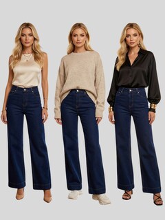 Foto 7 | Foto 7 | Pantalón Mezclilla Mujer Wide Leg Tiro Alto Mezc-1006 Azul Oscuro Corte Amplio Denim Jeans Moda