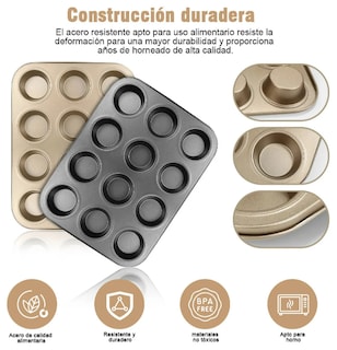 Foto 4 | Foto 4 | Juego De Moldes Para Cupcakes Xtellar 2 Bandejas 24 Cavidades Con Papeles Y Guante Negro