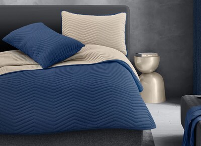 Foto 1 | Foto 1 | Set Colcha Corta Y Funda Dalfiori Okapi Marino-arena Queen Size