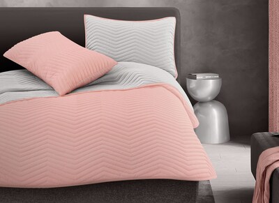 Foto 1 | Foto 1 | Set Colcha Corta Y Funda Dalfiori Okapi Rosa-plata Matrimonial