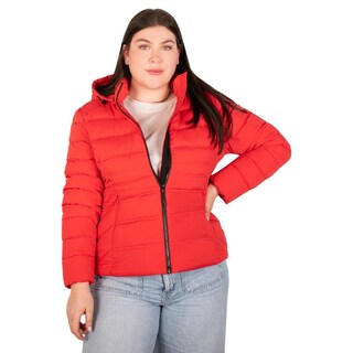 Foto 1 | Foto 1 | Chamarra Larga Capitonada Plus Size Para Mujer Con Capucha Desmontable Greenlander Rojo