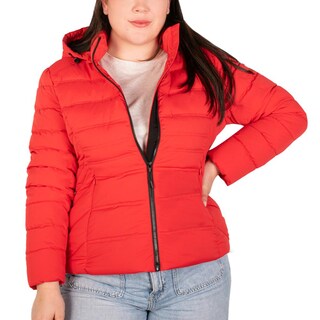 Foto 2 | Foto 2 | Chamarra Larga Capitonada Plus Size Para Mujer Con Capucha Desmontable Greenlander Rojo