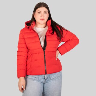 Foto 3 | Foto 3 | Chamarra Larga Capitonada Plus Size Para Mujer Con Capucha Desmontable Greenlander Rojo