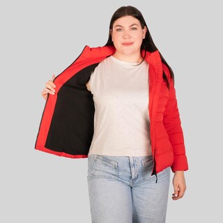Foto 4 | Foto 4 | Chamarra Larga Capitonada Plus Size Para Mujer Con Capucha Desmontable Greenlander Rojo