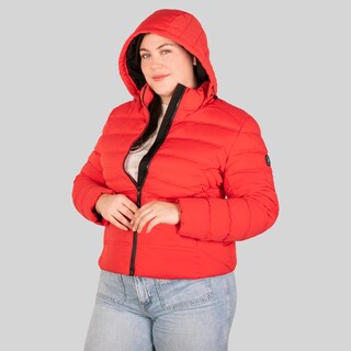 Foto 6 | Foto 6 | Chamarra Larga Capitonada Plus Size Para Mujer Con Capucha Desmontable Greenlander Rojo