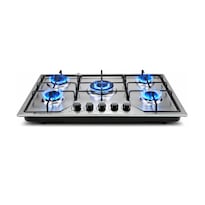 Parrilla A Gas 5 Quemadores Acero Inox Empotrable Plateado