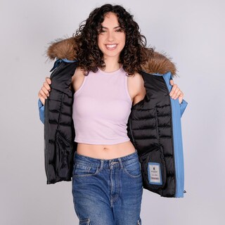 Foto 4 | Foto 4 | Chamarra Corta Capitonada Para Mujer Con Capucha Greenlander Azul