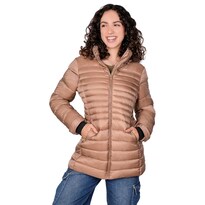 Chamarra Larga Capitonada Para Mujer Con Capucha Desmontable Greenlander Dorado