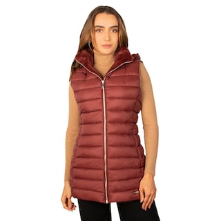Foto 1 | Foto 1 | Chaleco Largo Capitonado Para Mujer Con Capucha Desmontable Greenlander Vino