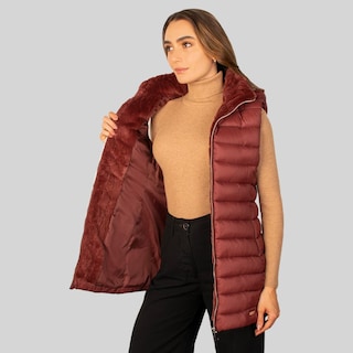Foto 4 | Foto 4 | Chaleco Largo Capitonado Para Mujer Con Capucha Desmontable Greenlander Vino