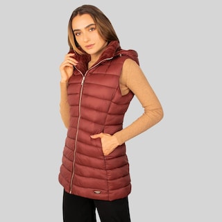Foto 5 | Foto 5 | Chaleco Largo Capitonado Para Mujer Con Capucha Desmontable Greenlander Vino