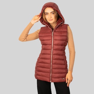 Foto 8 | Foto 8 | Chaleco Largo Capitonado Para Mujer Con Capucha Desmontable Greenlander Vino