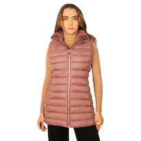 Chaleco Largo Capitonado Para Mujer Con Capucha Desmontable Greenlander Rosa