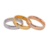 Set De 3 Anillos Yoiko Triada Dorado Plateado Y Rosado Con Zirconia