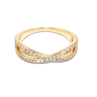 Foto 1 | Foto 1 | Anillo Yoiko Twin Con Zirconias Y Baño De Oro 10k En Acero Inoxidable