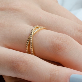 Foto 4 | Foto 4 | Anillo Yoiko Twin Con Zirconias Y Baño De Oro 10k En Acero Inoxidable