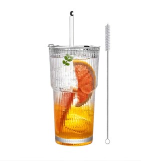 Foto 1 | Foto 1 | Set De 4 Vasos Crista Acanalados 20oz Con Pajitas Y Tapas Modelo Blanco