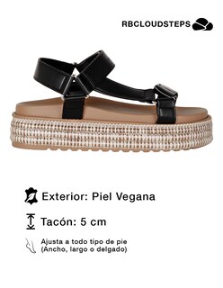 Foto 3 | Foto 3 | Sandalias Con Plataforma Exterior Piel Vegana Color Negro Para Mujer De Rbcollection