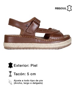 Foto 3 | Foto 3 | Sandalias Con Plataforma Exterior Piel Color Café Para Mujer De Rbcollection