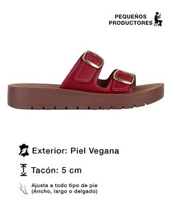 Foto 3 | Foto 3 | Sandalias Con Plataforma Exterior Piel Vegana Color Rojo Para Mujer De Rbcollection