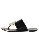 Sandalias De Piso Exterior Piel Vegana Color Negro Para Mujer De Rbcollection