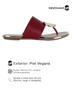 Foto 3 | Foto 3 | Sandalias De Piso Exterior Piel Vegana Color Rojo Para Mujer De Rbcollection