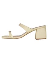 Sandalia Con Tacón Exterior Piel Vegana Color Amarillo Para Mujer De Rbcollection